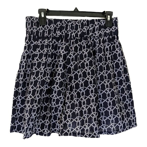 NWT Top It Off 100% Cotton Navy Blue & White Rope Print Casual Skirt Sz Large - Picture 2 of 8